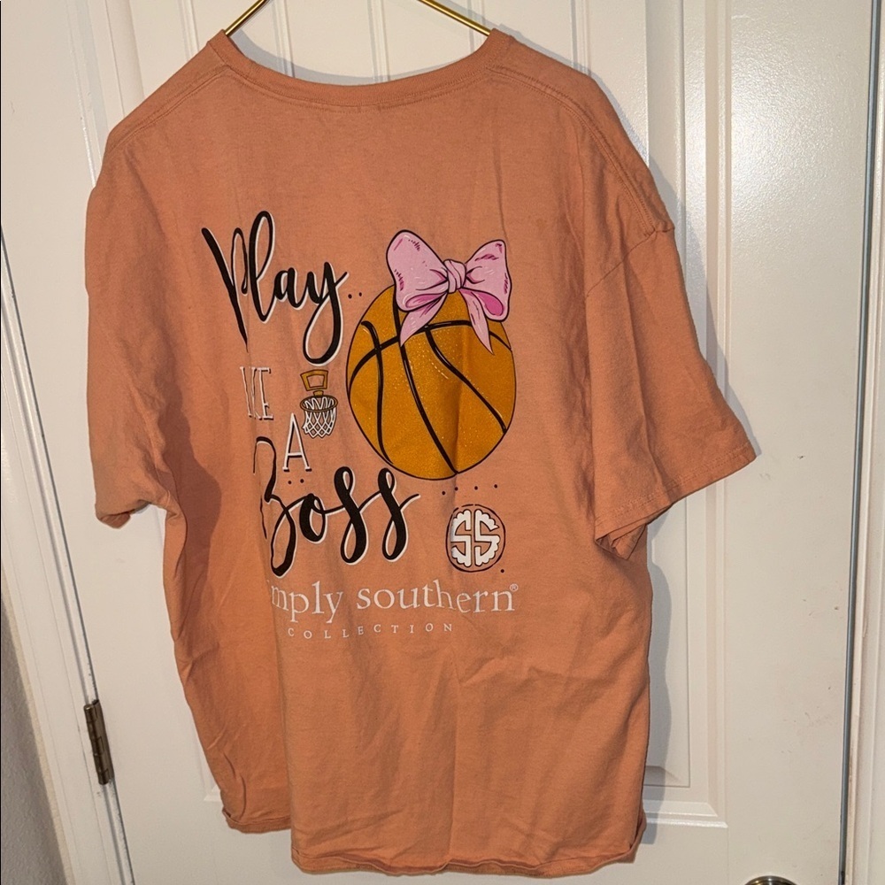 Simply Southern Peach Basketball Boss Tee Sz XXL